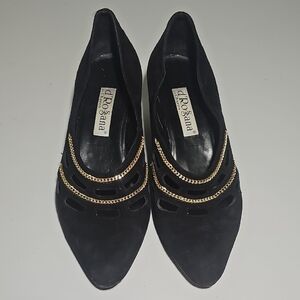 Black and Gold Chain Detail Heels